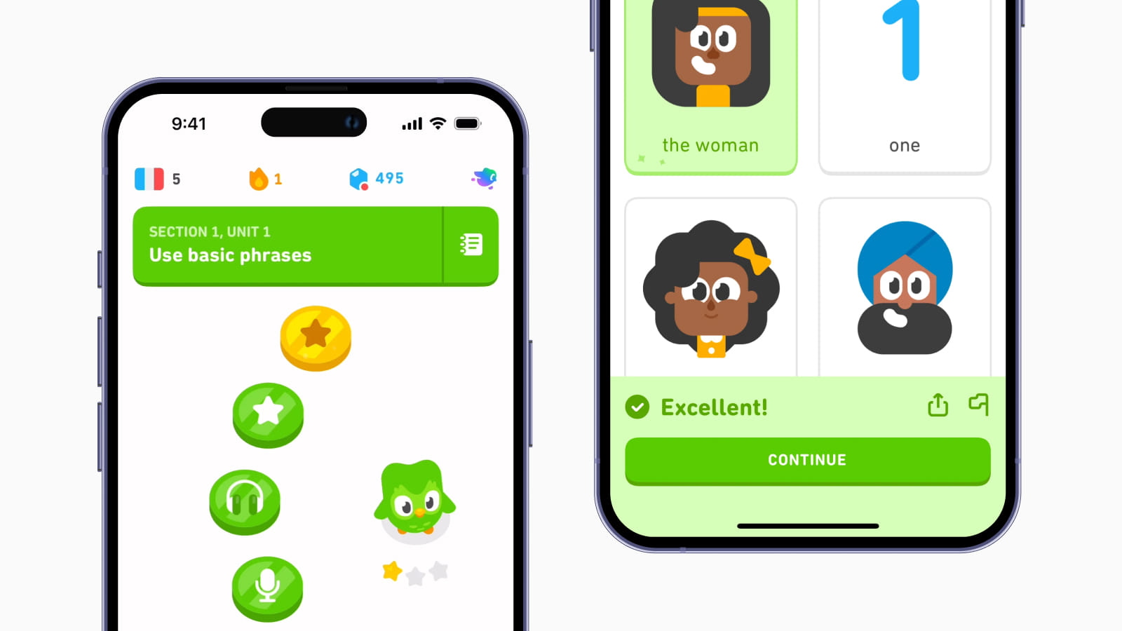 Пример работы UX дизайнера - интерфейс Duolingo