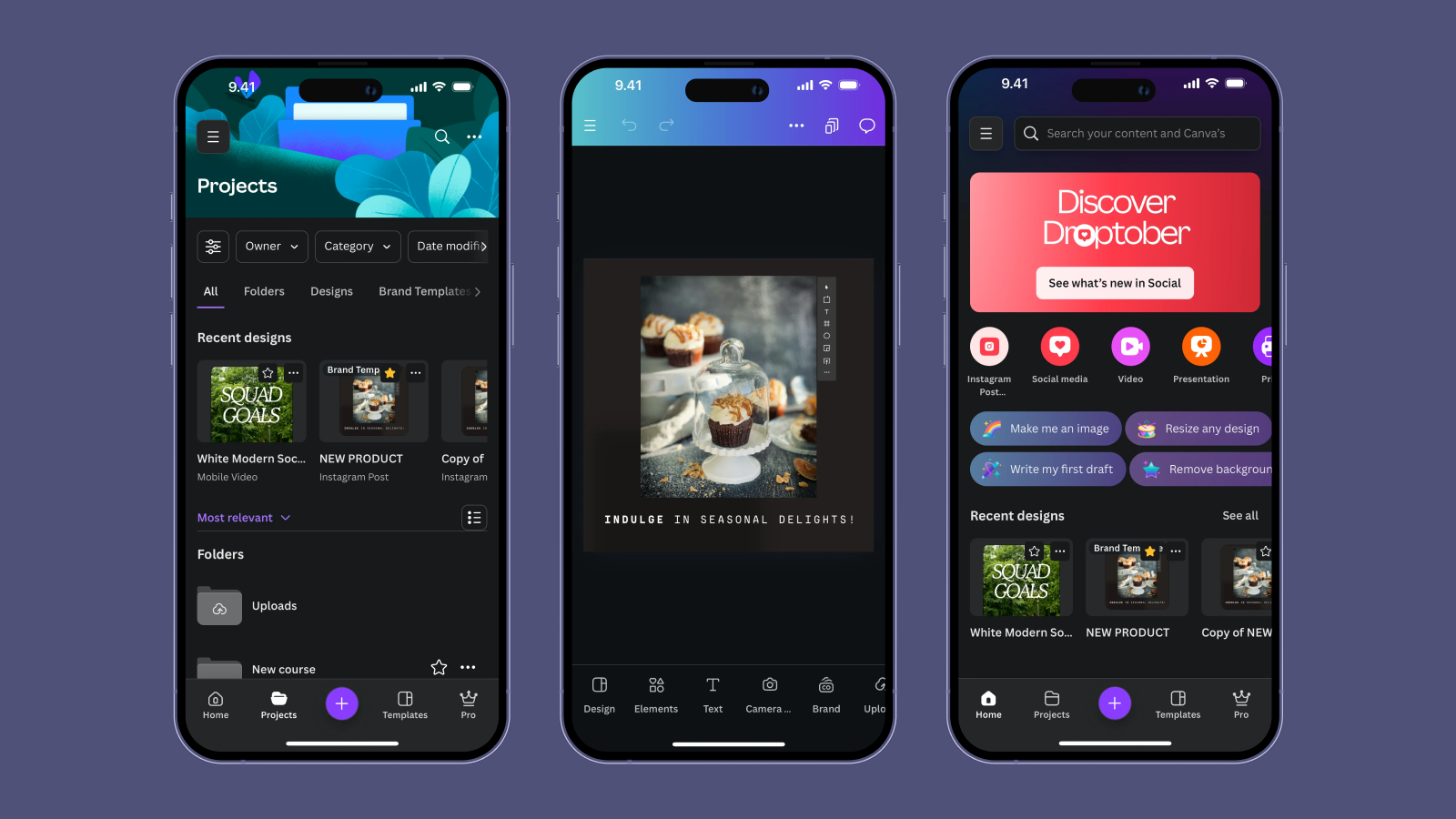 Темная тема в Canva Темная тема с тенями в интерфейсе Canva