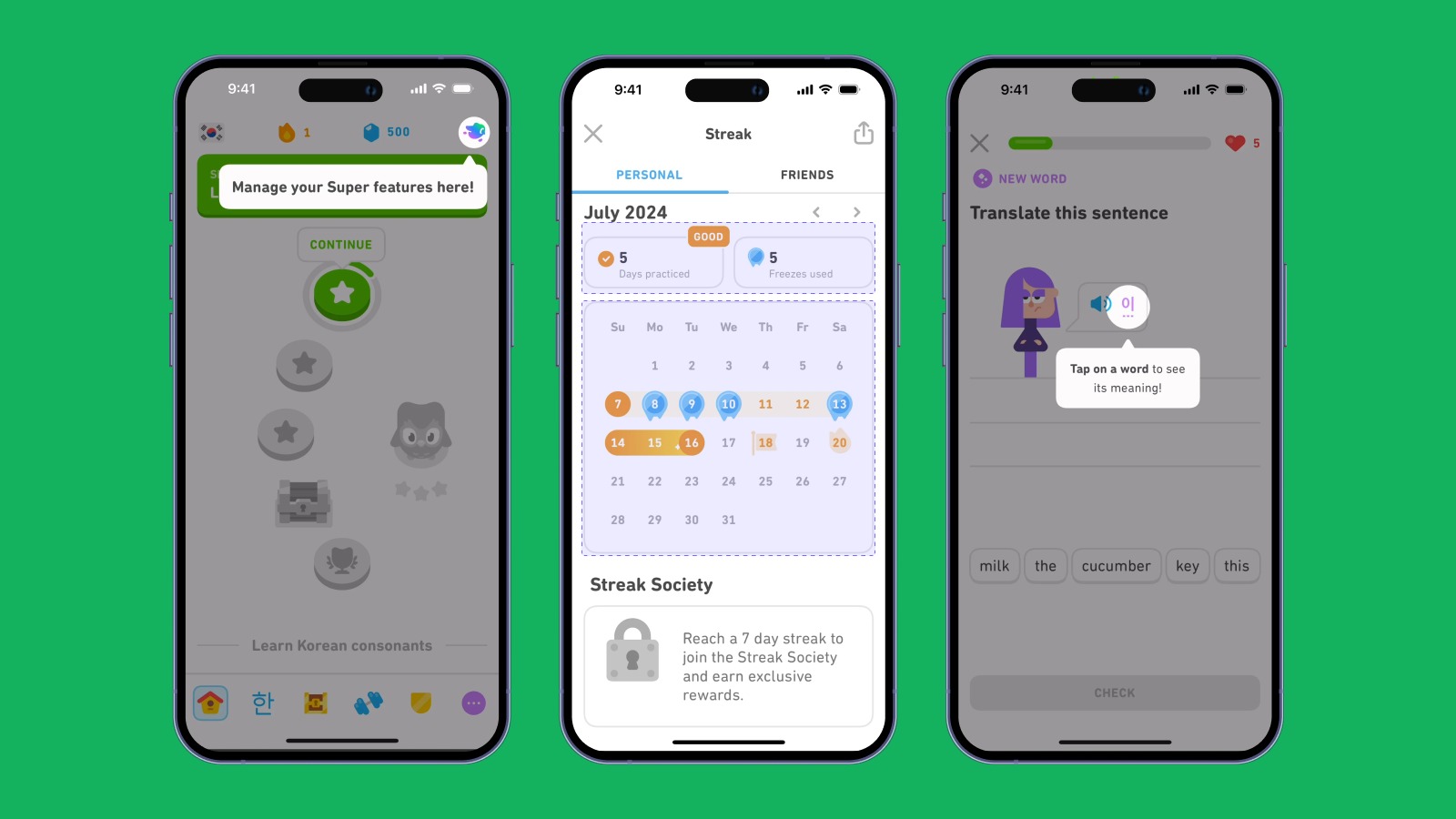 Пример седьмой эвристики в приложении в Duolingo