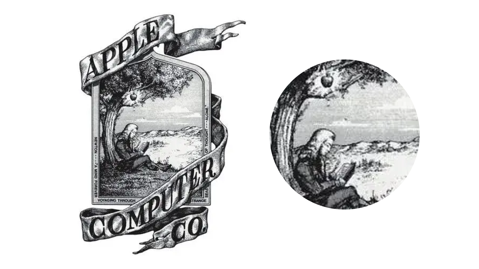 Первый логотип Apple Первый дизайн логотипа Apple