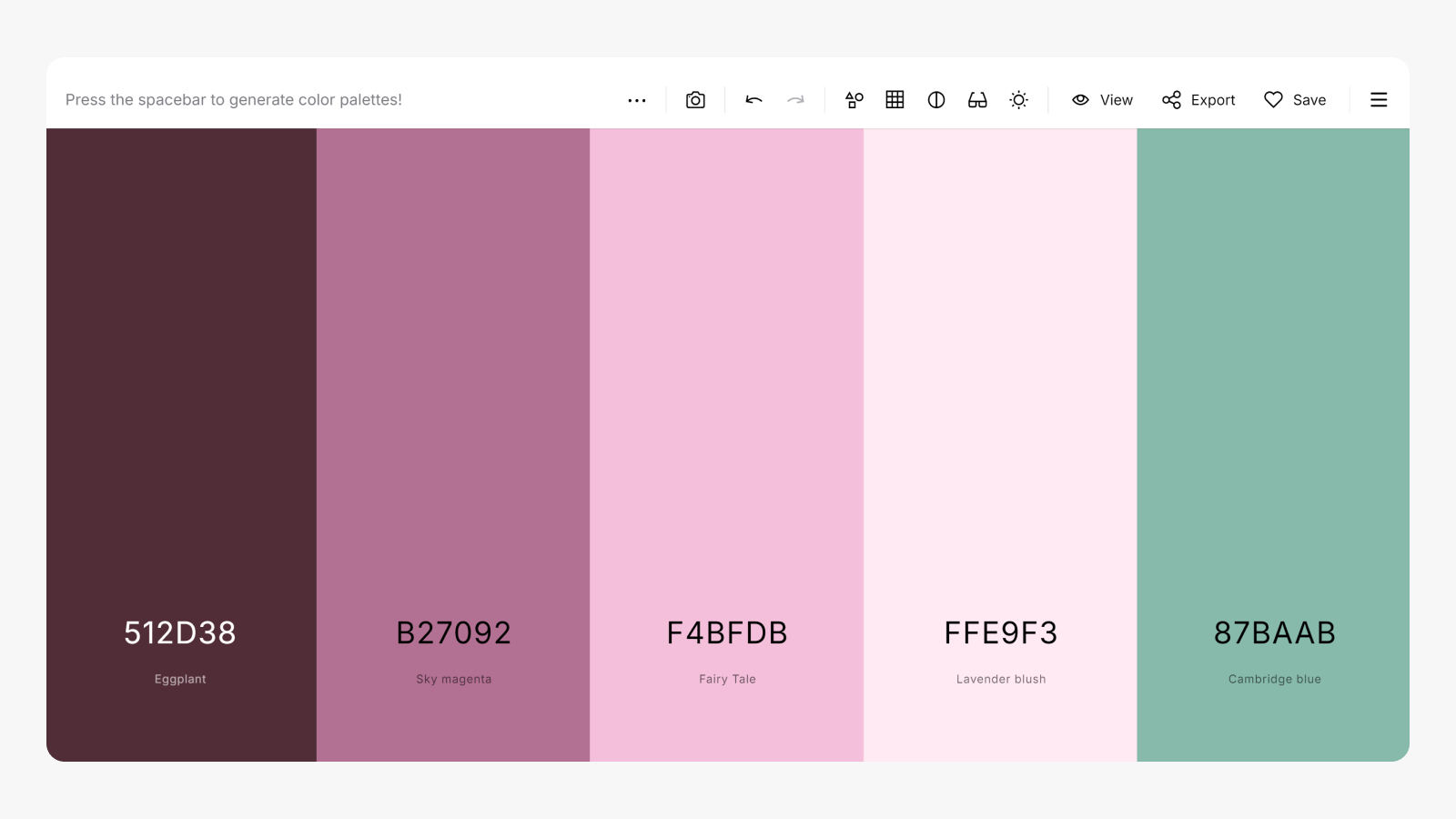 Палитра цветов в Coolors Цветовая палитра в Coolors