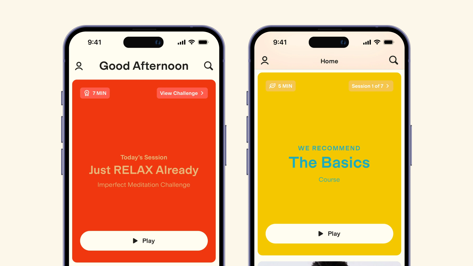 Контраст в интерфейсе Ten Percent Happier Цветовой контраст в приложении Ten Percent Happier