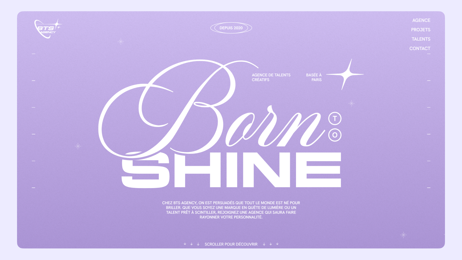 Дизайн сайта Born to Shine UI дизайн первого экрана Born to Shine