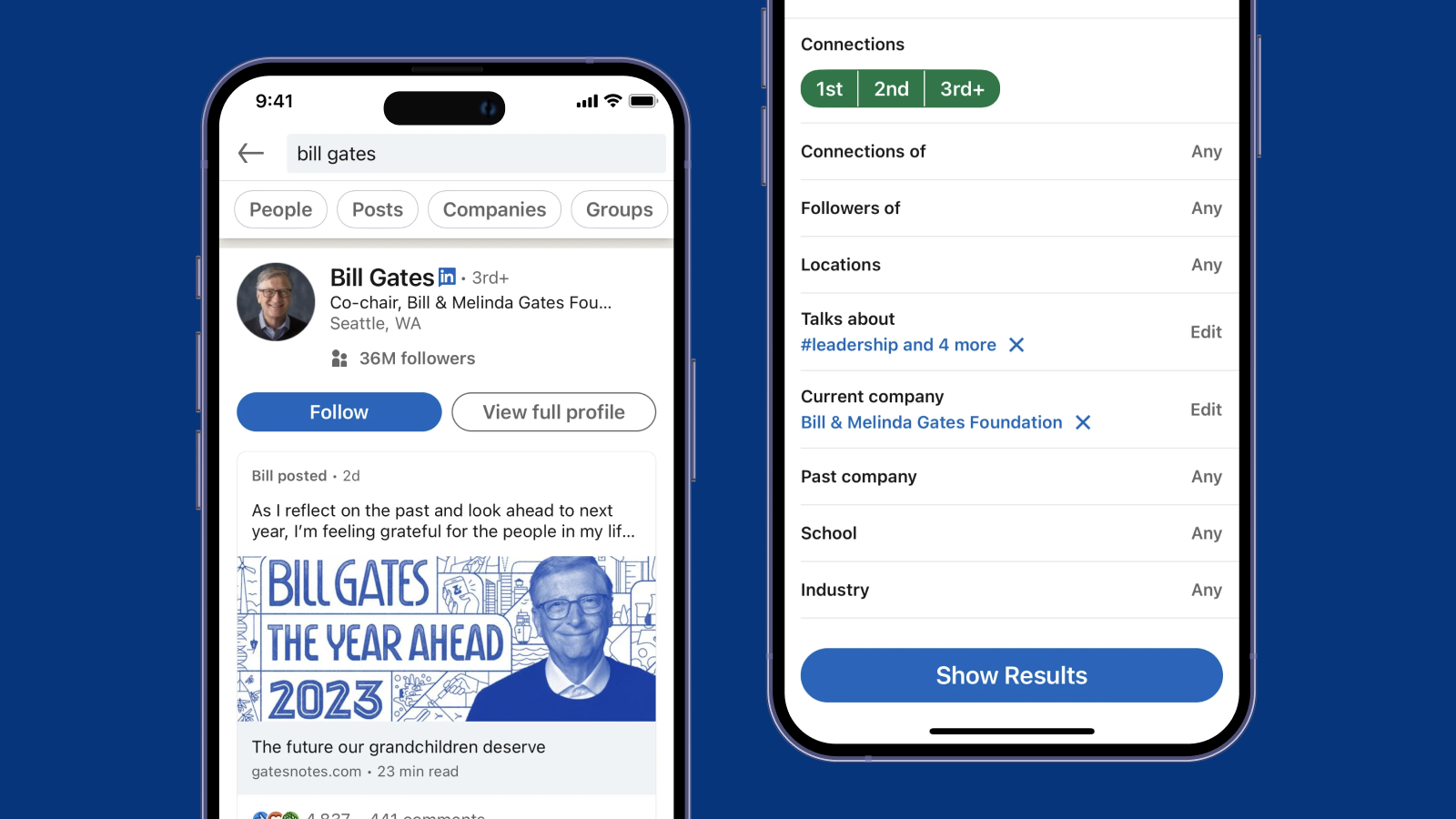 Обычное состояние кнопок в интерфейсе LinkedIn