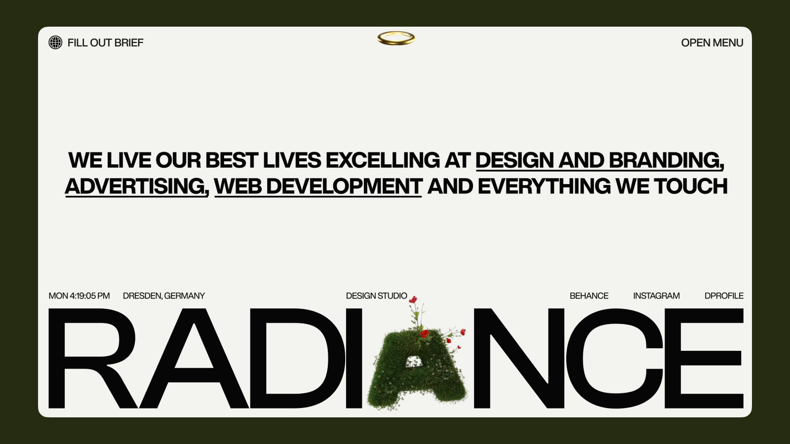 Дизайн сайта агенства Radiance UI дизайн главного экрана Radiance