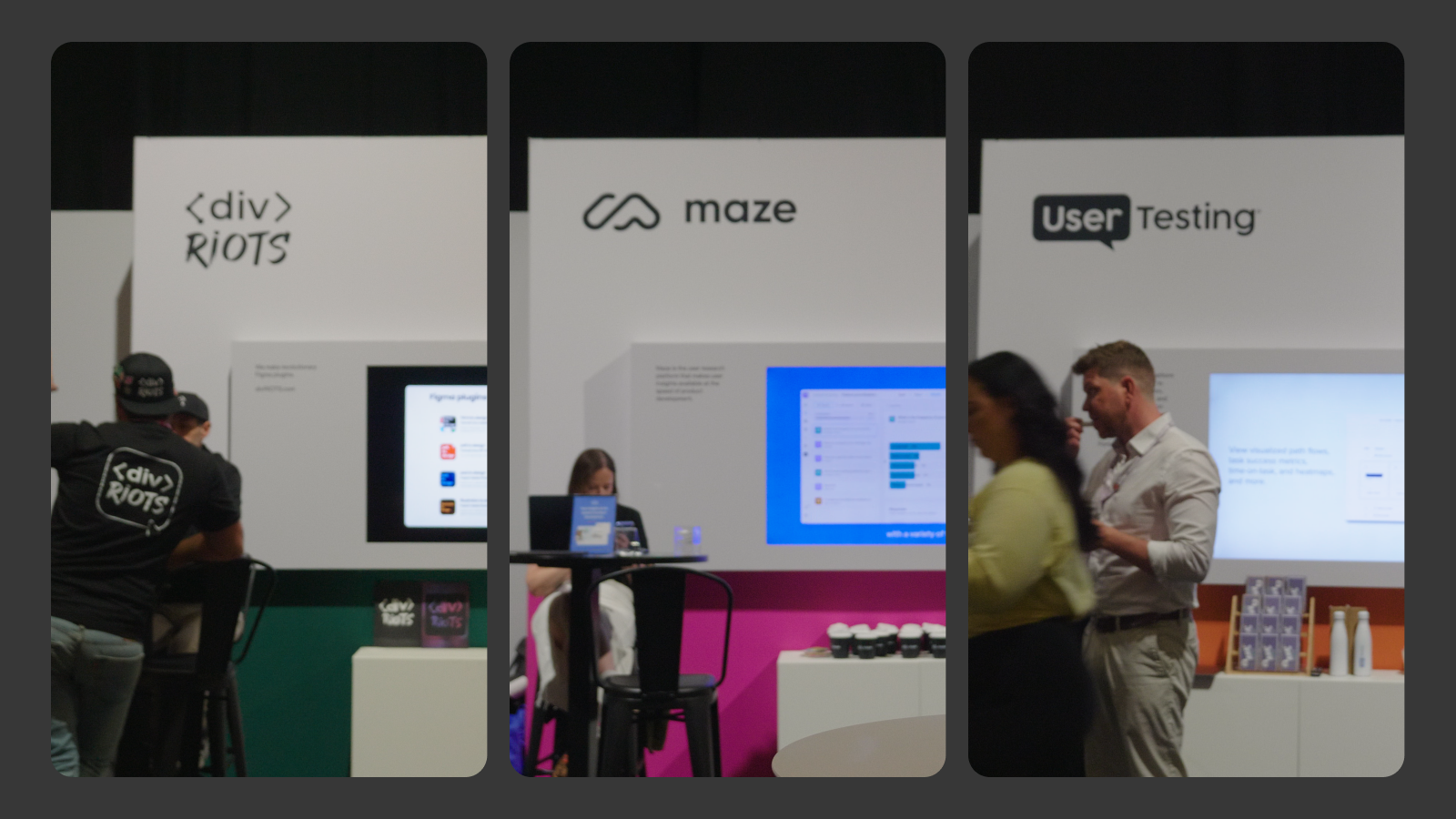 Maze, div riots и user testing - спосоры Figma Сonfig 2025 Островки спонсоров Config 2025 - Maze, div riots и user testing