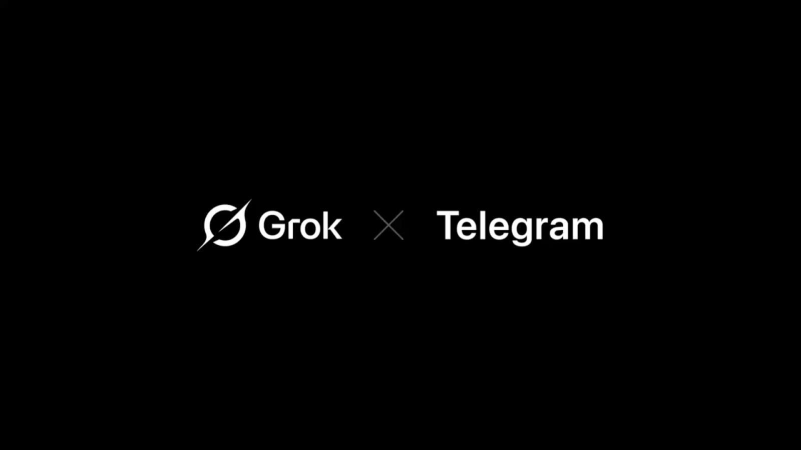 Логотипы Grok и Telegram на черном фоне Логотипы компаний Grok и Telegram