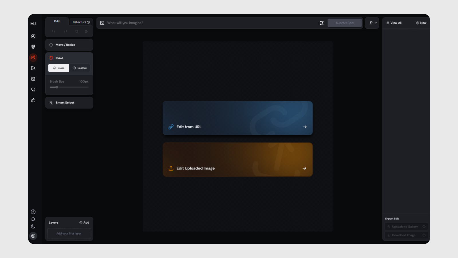 Новый дизайн меню редактирования в нейросети Midjourney Интерфейс меню редактирования в Midjourney