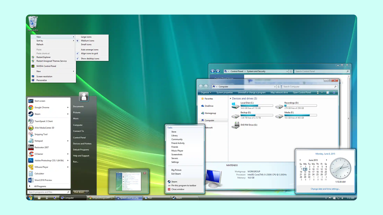 UI дизайн операционной системі Windows Vista Праобраз Liquid Glass в интерфейсе Windows Vista