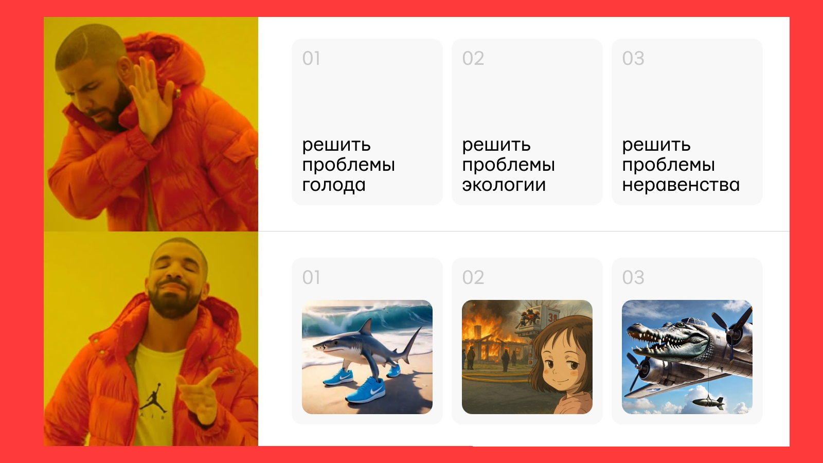 Цели использования AI: ожидания и реальность Мем на тему: разные подходы при использовании AI