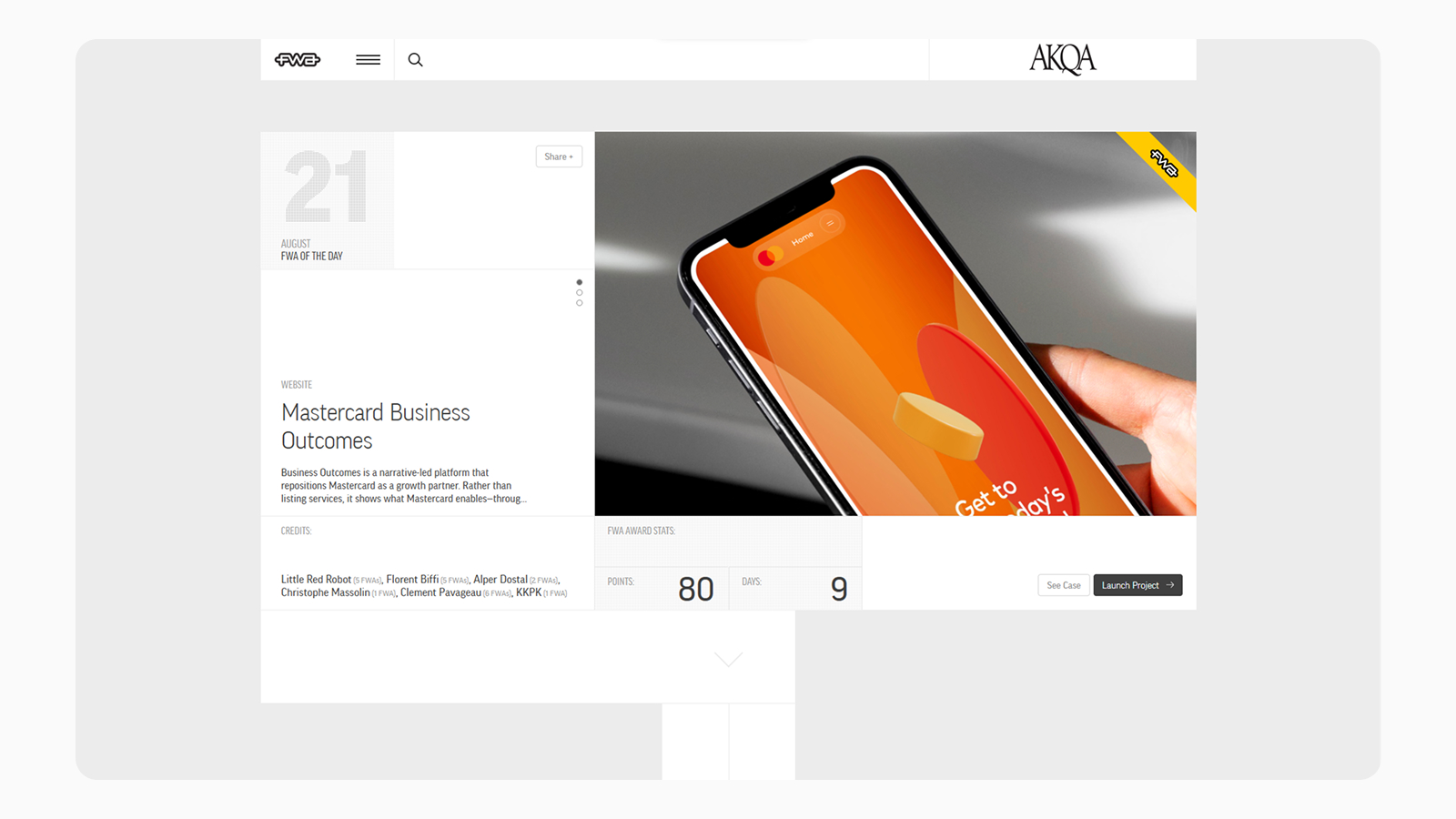 Дизайн главной страницы сайта FWA