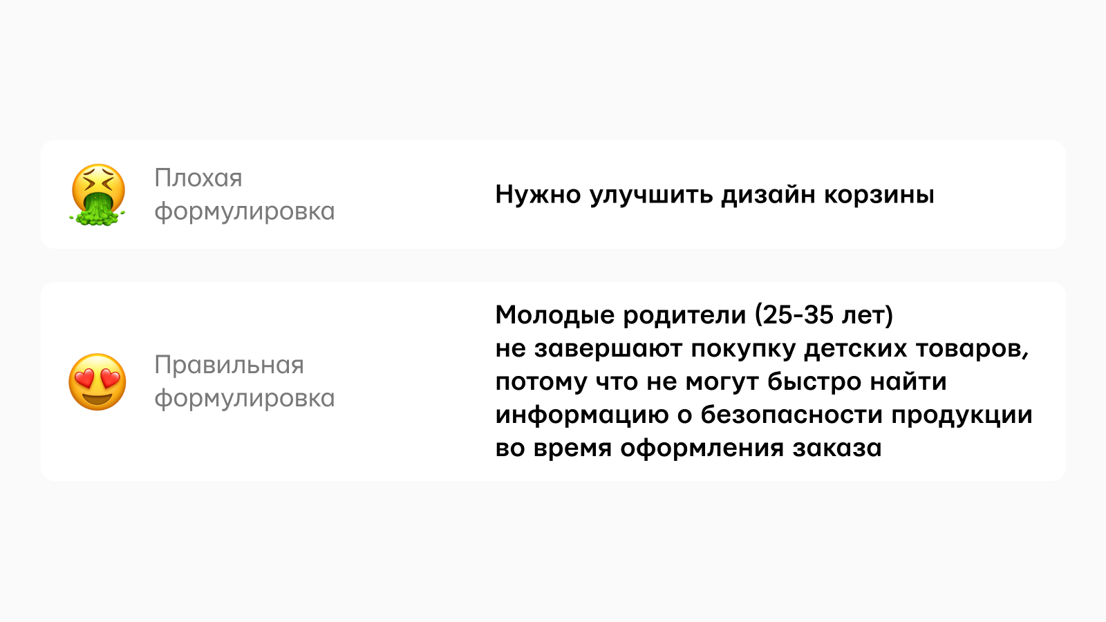 Хорошая и плохая формулировка проблемы в дизайне Пример хорошей и плохой формулировки проблемы в дизайне