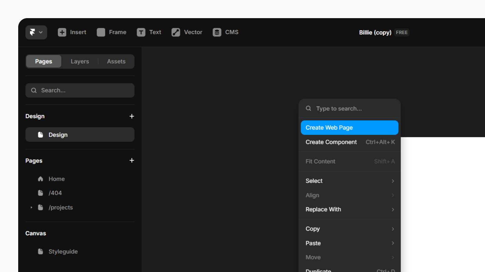 Дизайн функции переноса фреймов из Design Pages в основной редактор