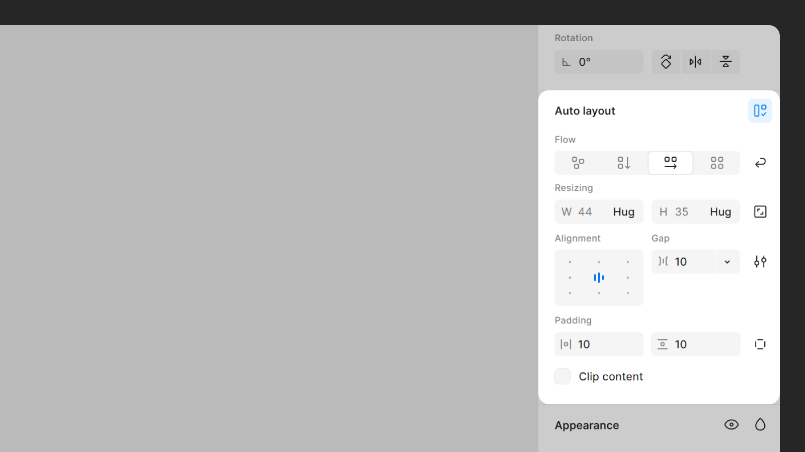 Дизайн панели настроек Auto layout Интерфейс панели настроек Auto layout в Figma