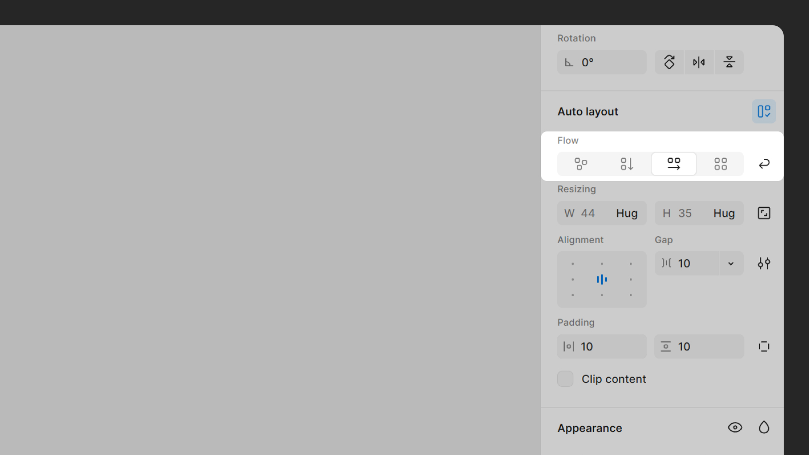 Дизайн функции направления Auto layout в Figma Панель настройки направления Auto layout в Figma