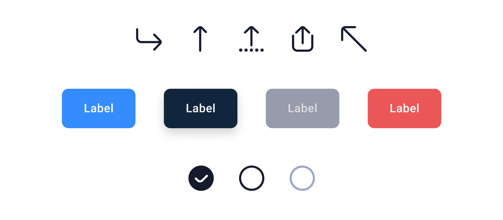 Примеры атомов в дизайне интерфейса Примеры атомов в интерфейса - иконки, радиокнопки, кнопки