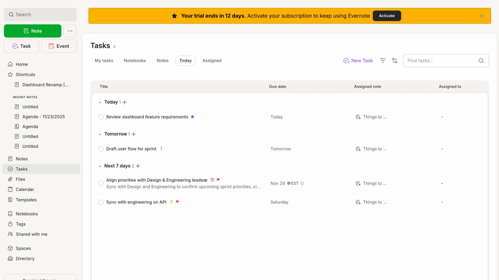 Табы в интерфейсе Evernote Интерфейс табов на примере приложения Evernote