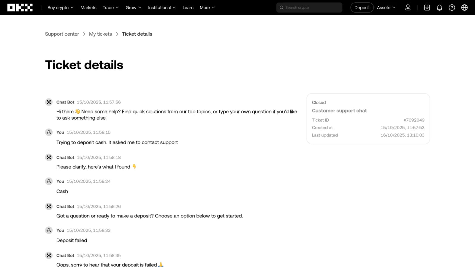 Хлебные крошки в интерфейсе OKX Breadcrumbs на примере дизайна сайта OKX