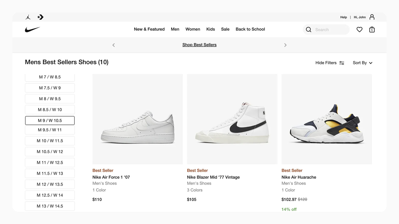 Дизайн фильтров в интернет-магазине Nike Дизайн фильтров в интерфейсе интернет-магазина Nike