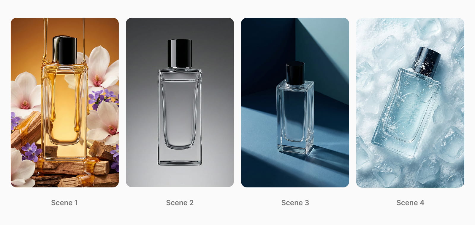 Фотография продукта, сгенерированная с помощью AI Фотография одного продукта в разных окружениях, созданная AI